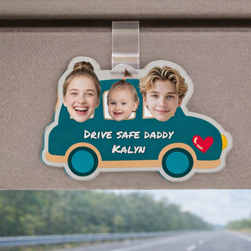 Custom Kids Photo Car Visor Clip - Drive Safe Gift for Daddy - Father's Day Fun