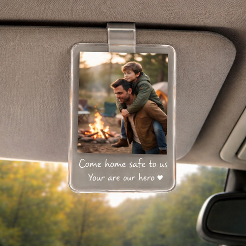 Drive Safe Daddy - Custom Photo Car Visor Clip for Husband & Dad - Father's Day Fun