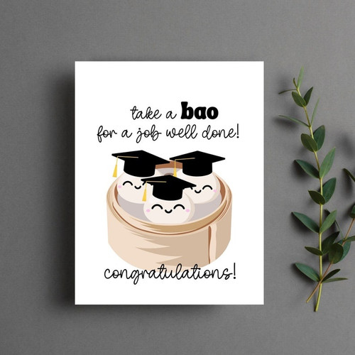 Funny Bao Pun Greeting Card for Class of 2026 Graduates - Best Gift Smart