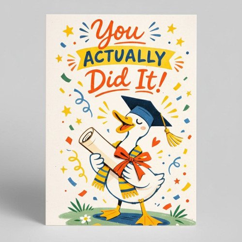 Funny Duck Greeting Card You Actually Did It Graduation Gift - Best Gift Smart