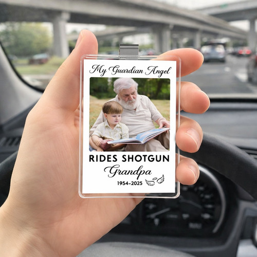 Grandpa's Light - Personalized Guardian Angel Car Visor Clip - Father's Day Fun