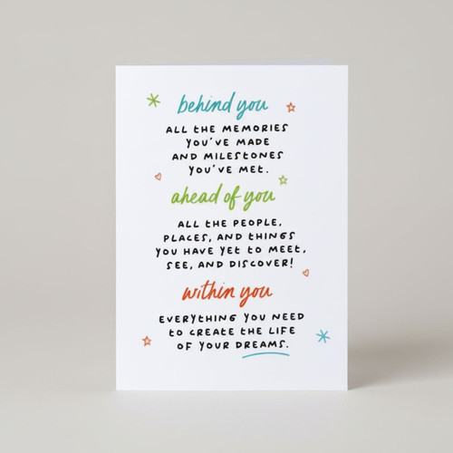 Inspiring Behind Ahead Within Graduation Greeting Card - Best Gift Smart