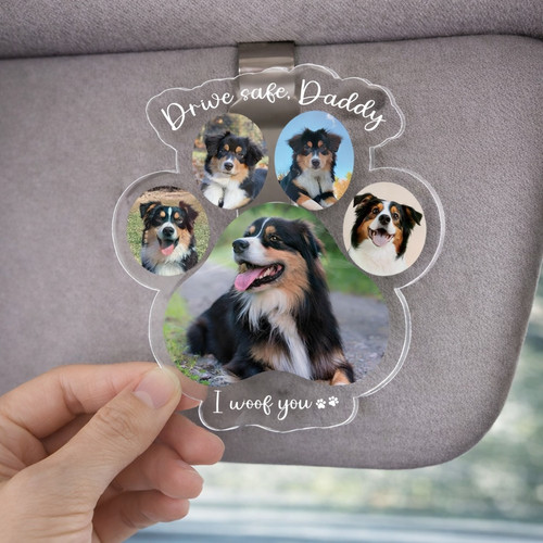 Paws On The Road - Custom Car Visor Clip Gift For Dog Dads - Father's Day Fun