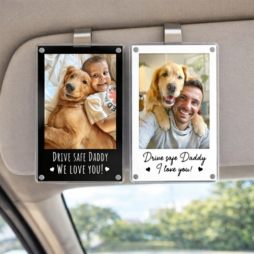 Personalized Dog Dad Photo Car Visor Clip - Drive Safe Gift For Him - Father's Day Fun