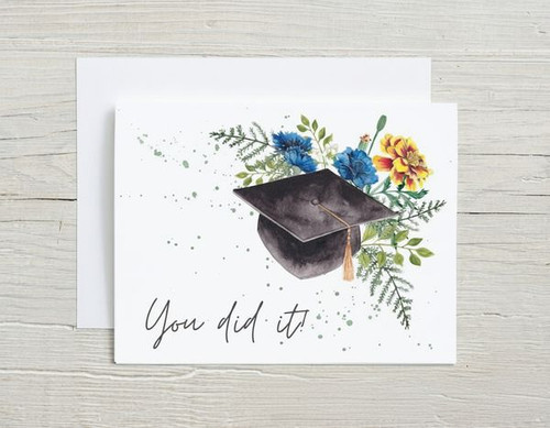 Watercolor Floral You Did It Graduation Greeting Card - Best Gift Smart