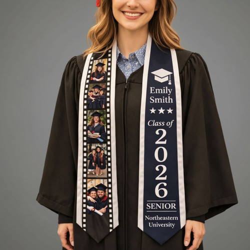 2026 Grad Memories Custom Photo Graduation Stool School Sash - Best Gift Smart