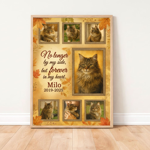 Autumn Theme Cat Remembrance Custom Canvas - Pet Loss Gift - Easessy