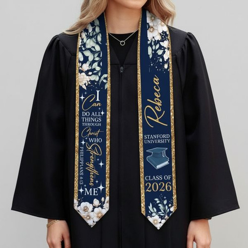 Faith and Flowers 2026 Christian Graduation Stool Sash - Best Gift Smart