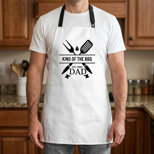 King of the BBQ - Personalized Apron for Dad - Father's Day Fun