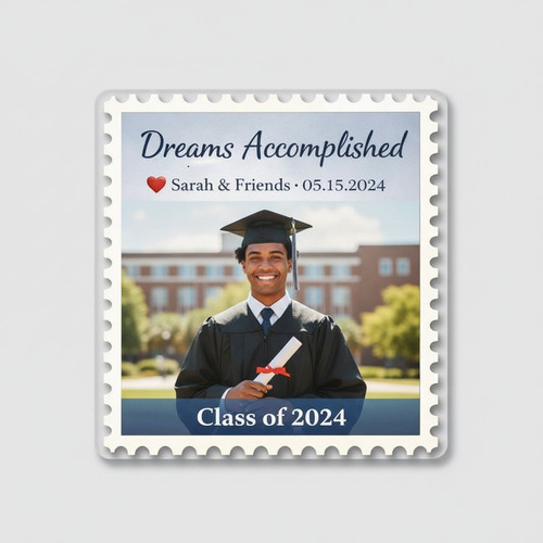 2026 Grad Stamp Acrylic Photo Magnet Custom Date Name - Best Gift Smart