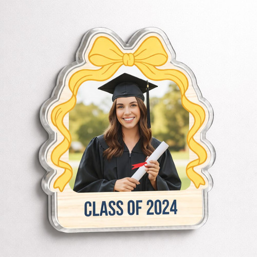 Celebrate Your Success with a Bow Graduation Acrylic Photo Magnet - Best Gift Smart