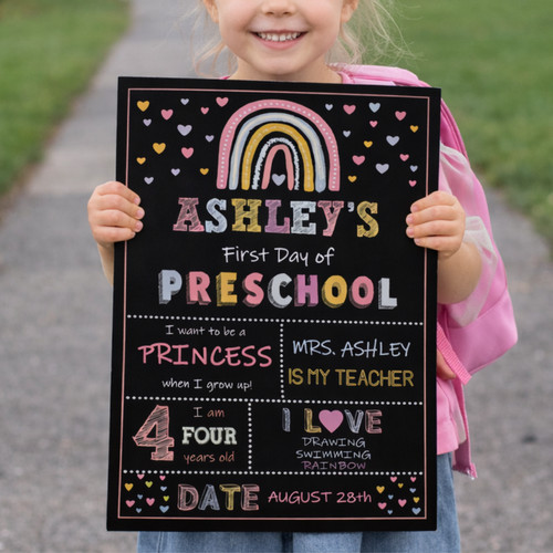 Boho Rainbow School Board Sign - Milestone Memories - Savourry