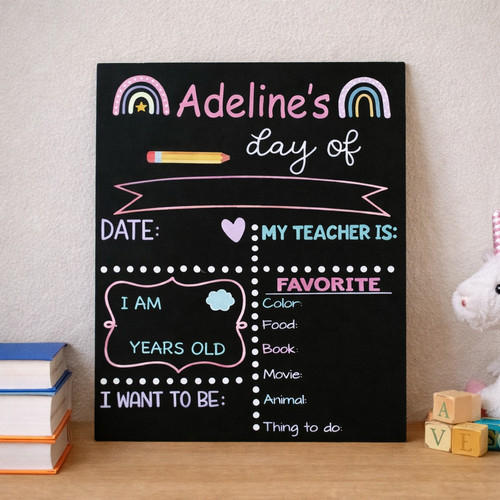 Cherish Growing Years - Boho Rainbow School Board Sign Prop - Savourry