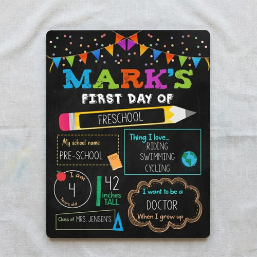 Preserve Growing Memories - Custom Name School Board Sign Photo Prop - Savourry