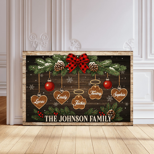 Christmas Family Tree Canvas - Custom Family Name Holiday Décor - Personalize Wall Art