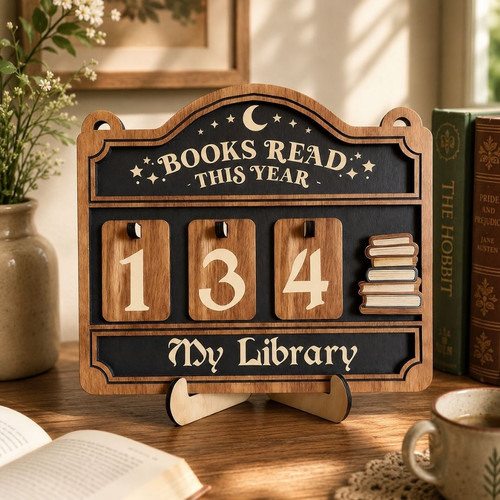 Books Read This Year Counter - Librarian Reader Gift Decor - Bookorys