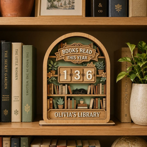 Vintage Wooden Book Read Tracker - Custom Library Decor - Bookorys