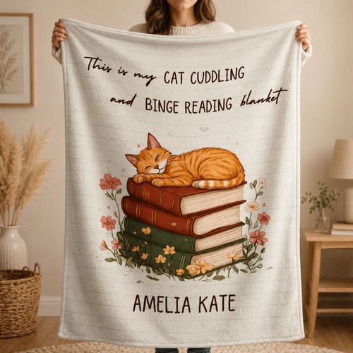 Cat Mom Book Lover Blanket - Cozy Reader Gift - Bookorys