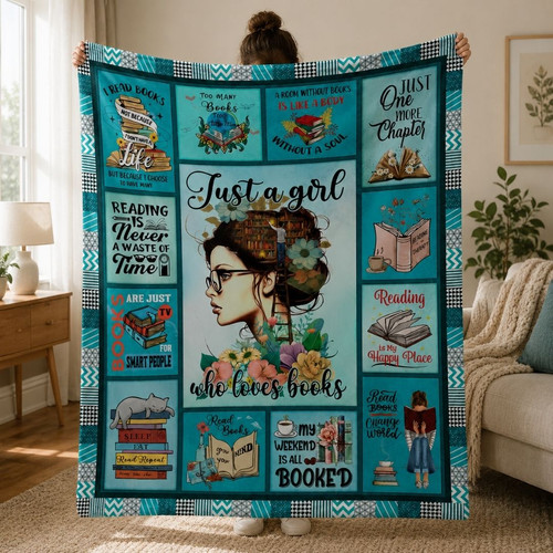 Just a Girl Who Loves Books Blanket - Bookworm Gift - Bookorys