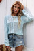 Autumn New Solid Color Hollow Knitted Stretch Stylish Sweater Sky Blue