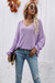 Autumn New Solid Color Knitted Stretch V-Neck Loose Stylish Sweater Purple