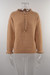 Autumn New Solid Color Stretch Frill Trim Stylish Sweater Khaki 