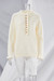 Autumn New Solid Color Stretch Frill Trim Stylish Sweater White