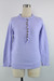 Autumn New Solid Color Stretch Frill Trim Stylish Sweater Purple