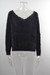 Autumn New Solid Color Stretch V-Neck Lace Spliced Hollow Stylish Exquisite Sweater Black