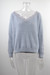 Autumn New Solid Color Stretch V-Neck Lace Spliced Hollow Stylish Exquisite Sweater Gray