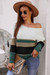 Autumn New Stylish Contrast Color 3 Colors Boat Neck Stretch Loose Knitting Casual Sweater Green