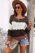 Autumn New Stylish Contrast Color Boat Neck Stretch Loose Knitting Casual Sweater Brown