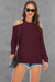 Autumn Solid Color Seven Colors Simple Hollow Out Loose Stylish Knitting Top Rose Red