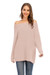 Autumn Winter Solid Color New Fashion Simple Off-Shoulder Knitting Sweater Pink