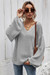 Five Colors Solid Color V-Neck New Fashion Simple Knitting Loose Top Gray