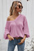 Five Colors Solid Color V-Neck New Fashion Simple Knitting Loose Top Magenta