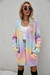Long Sleeve Multicolor Batch Printing Autumn New Stylish Stretch Loose Knitting Cardigan Multicolor