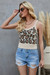 New Stylish Summer Sling Leopard Batch Printing Low-Cut Knitting Vest Khaki 