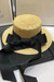 One Pc Summer New 3 Colors Bowknot Webbing Flat Top Elegant Sun Protection Adjustable Weave Seaside Beach Straw Hat 54-58Cm Black