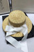 One Pc Summer New 3 Colors Bowknot Webbing Flat Top Elegant Sun Protection Adjustable Weave Seaside Beach Straw Hat 54-58Cm White