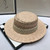 One Pc Summer New Pearl Decor 4 Colors Solid Flat Top Sun Protection Adjustable Weave Seaside Beach Straw Hat 54-58Cm Pink