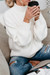 Plus Size Autumn Winter Solid Color High Collar Casual Knitting Sweater Top White