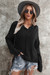 Pure Color Button New Style 6 Colors Simple Loose Fashionable Knitting Top Black