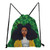 Stylish New Four Colors Cartoon Girl Printing High-Capacity Drawstring Canvas Backpack 33Cm(L)* 2Cm(W)* 38Cm(H) Green