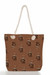 Stylish New Two Colors Cartoon Bear Batch Printing High-Capacity Zip-Up Shoulder Canvas Bag 42Cm(L)* 10Cm(W)* 37Cm(H) Brown