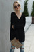 Three Colors Autumn Solid Color New Stylish Simple V Neck Loose Knitting Top Black