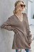 Three Colors Autumn Solid Color New Stylish Simple V Neck Loose Knitting Top Khaki 