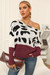 Winter New Plus Size Three Colors Stretch Boat-Neck Stylish Knitted Sweater Rose Red