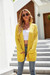 Winter New Solid Color Knitted Stretch Pockets Stylish Cardigan Sweater Yellow