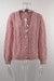 Winter New Solid Color Stretch Knitted V-Neck Single-Breasted Stylish Sweater Pink